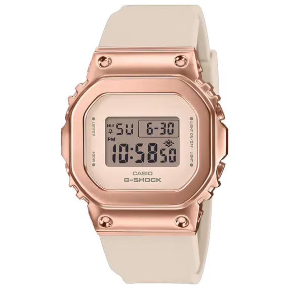 G-Shock Ladies' Casio Digital Rose Gold-Tone and Black Resin Strap Watch GMS5600PG-1